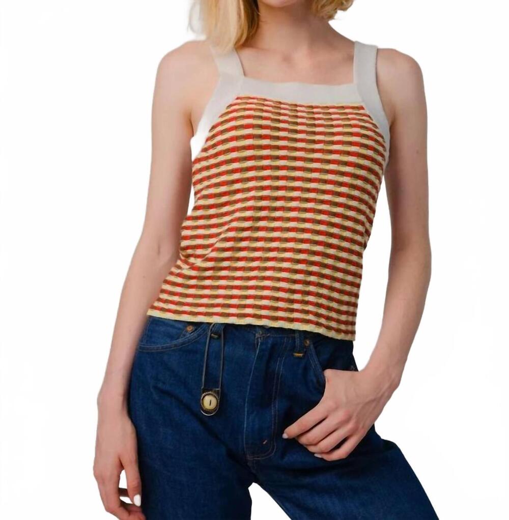 NEW DEGEN stitchy grid tank top in orange